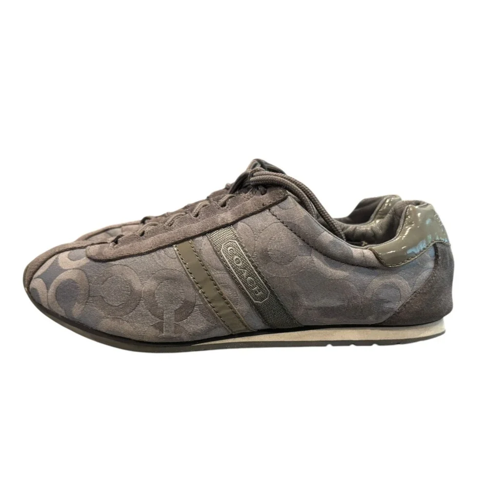 Coach Kateilyn Gray Signature Jacquard Sneakers Women's Size 8 Lace Up Fashion